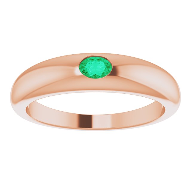 14k Gold Gemstone Dome Ring