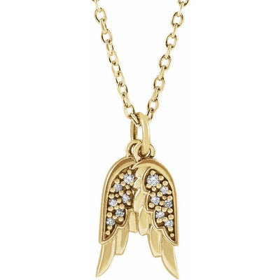 14k Gold .03 CTW Diamond Angel Wings Pendant