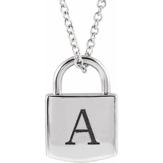 Solid Gold Engravable Lock Pendant