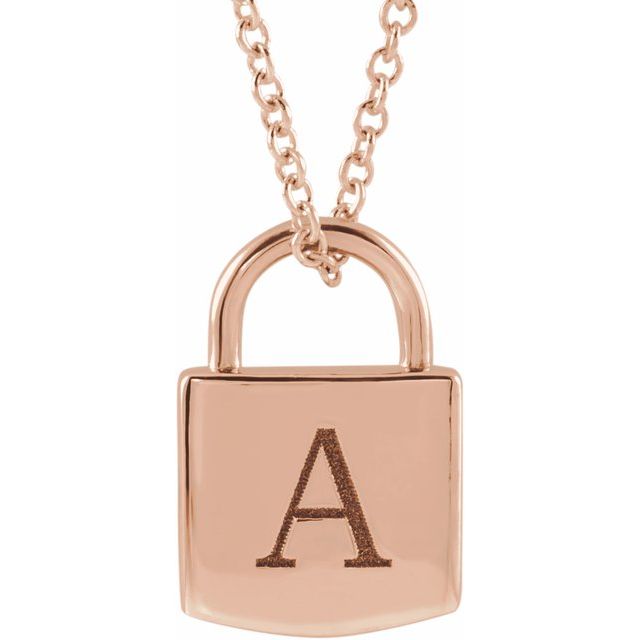 Solid Gold Engravable Lock Pendant