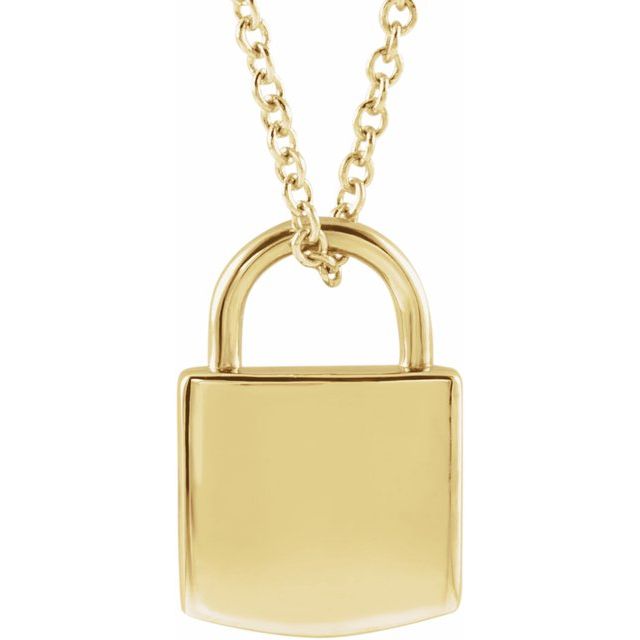 Solid Gold Engravable Lock Pendant