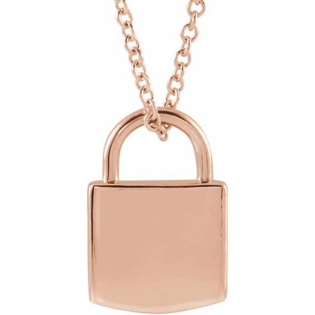 Solid Gold Engravable Lock Pendant