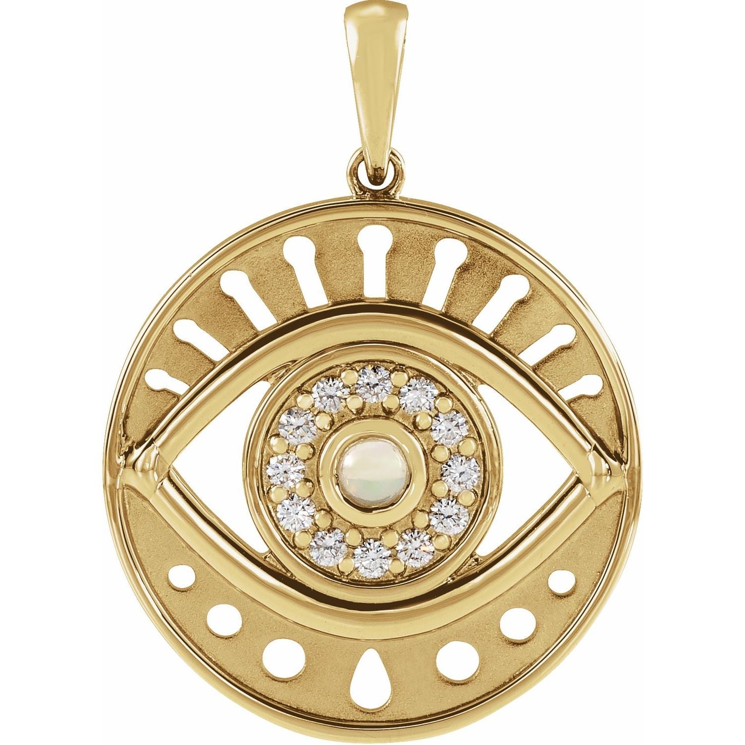 14K Gold Evil Eye 14k Yellow Turquoise Pendant No Chain