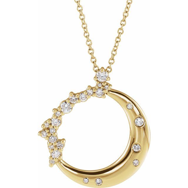 14k Gold 1/4 CTW Diamond Crescent Moon Pendant