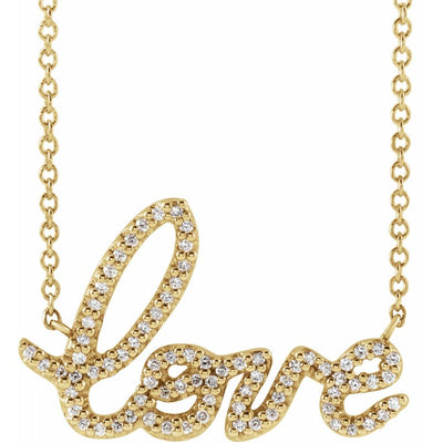 14k Gold Natural Diamond Love Necklace