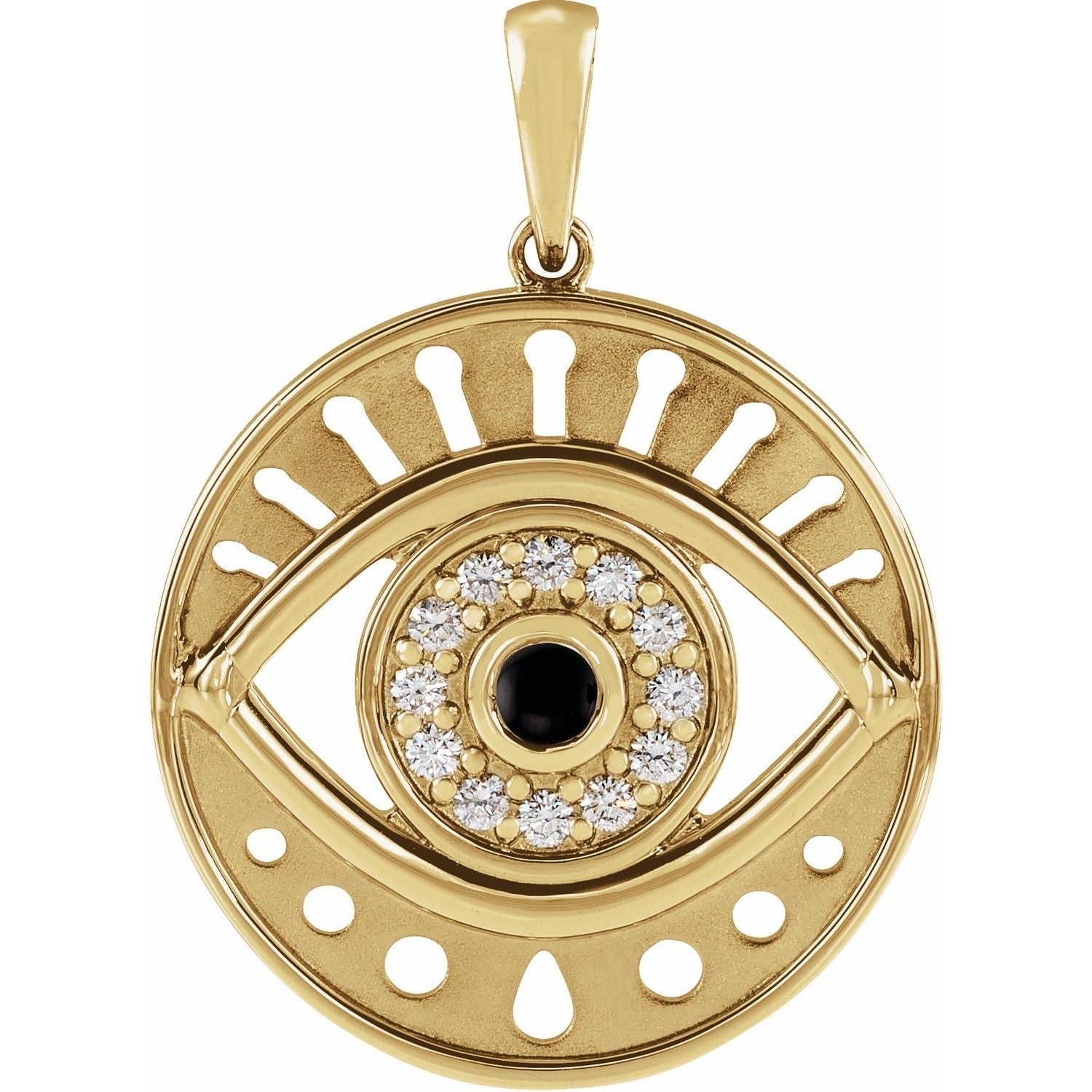 14K Gold Evil Eye 14k Yellow Turquoise Pendant No Chain