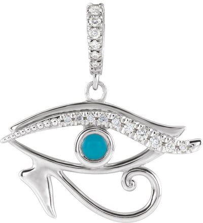 Natural Turquoise & .08 CTW Natural Diamond Eye of Horus Pendant Necklace