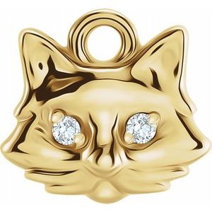 14k Gold Diamond Cat Dangle