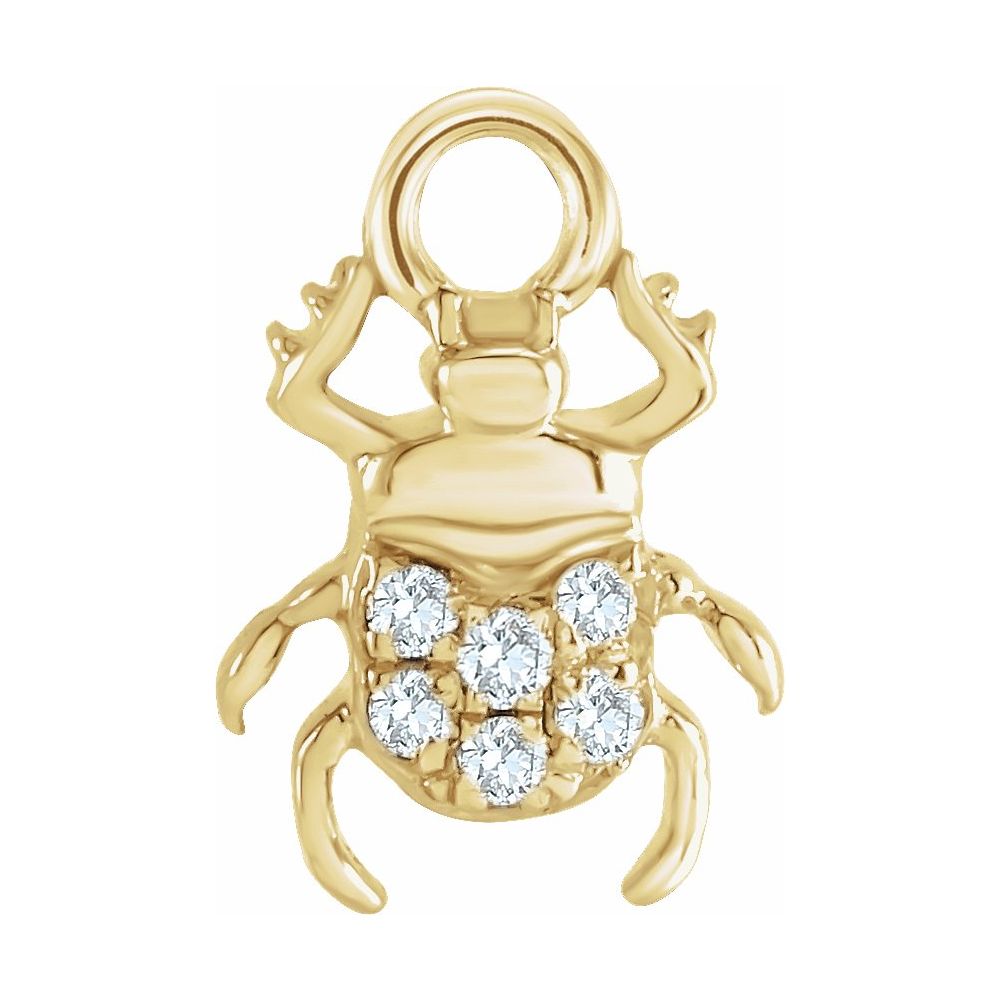 14k Gold .03 CTW Natural Diamond Beetle Dangle
