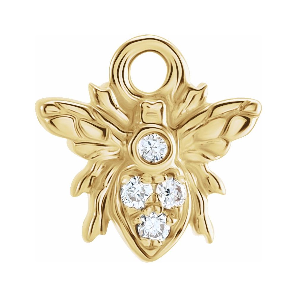 14k Gold .02 CTW Natural Diamond Bee Dangle