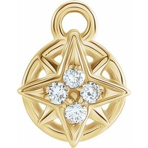 14k Gold Diamond Celestial Compass Dangle