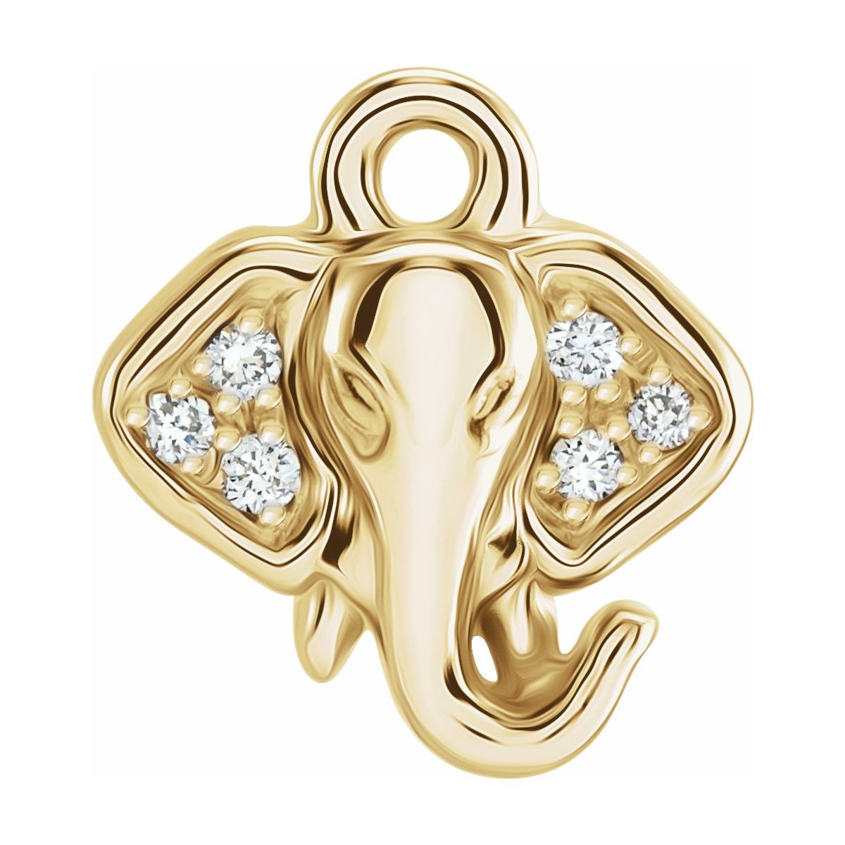 14k Gold Natural Diamond Elephant Dangle