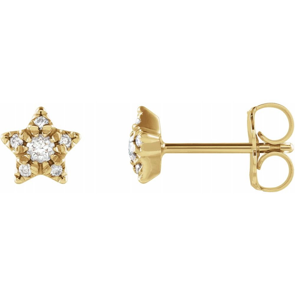 14k Gold Diamond Star Earrings