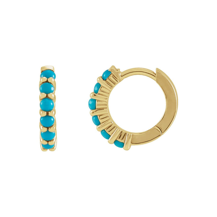 14K Gold Gemstone Huggie Hoop Earrings