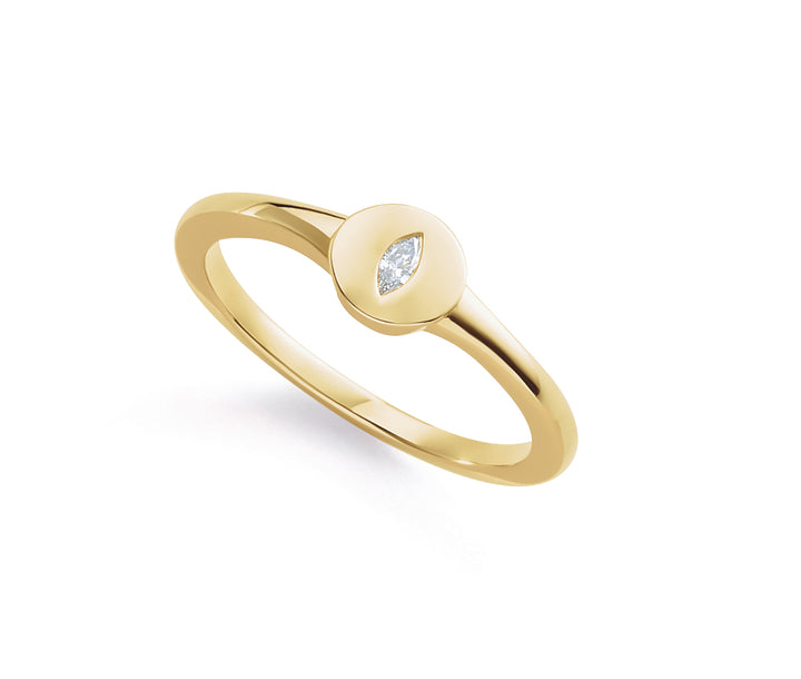 14k Gold .05 CT Diamond Signet Ring