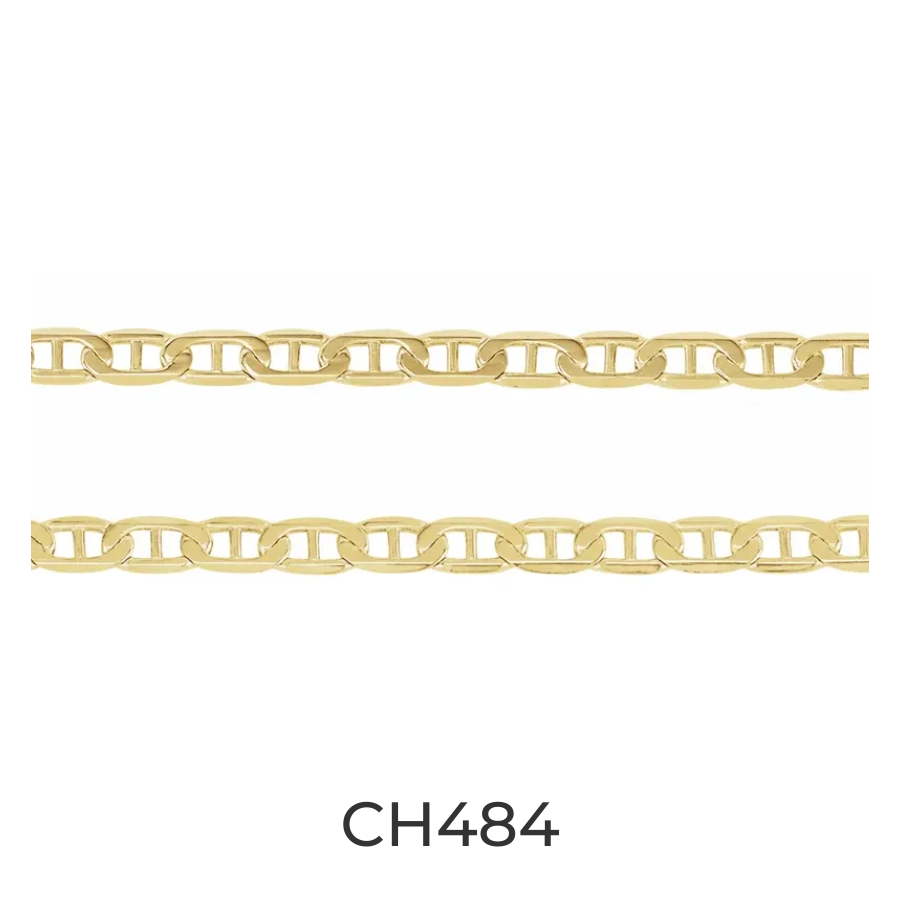 14k Gold 2.25mm Curbed Anchor Chain Infinity Bracelet