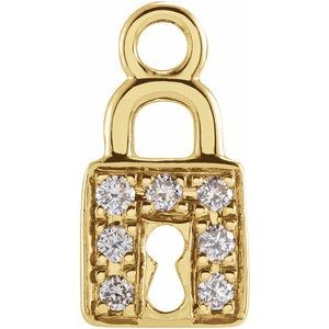14k Gold Diamond Lock Dangle