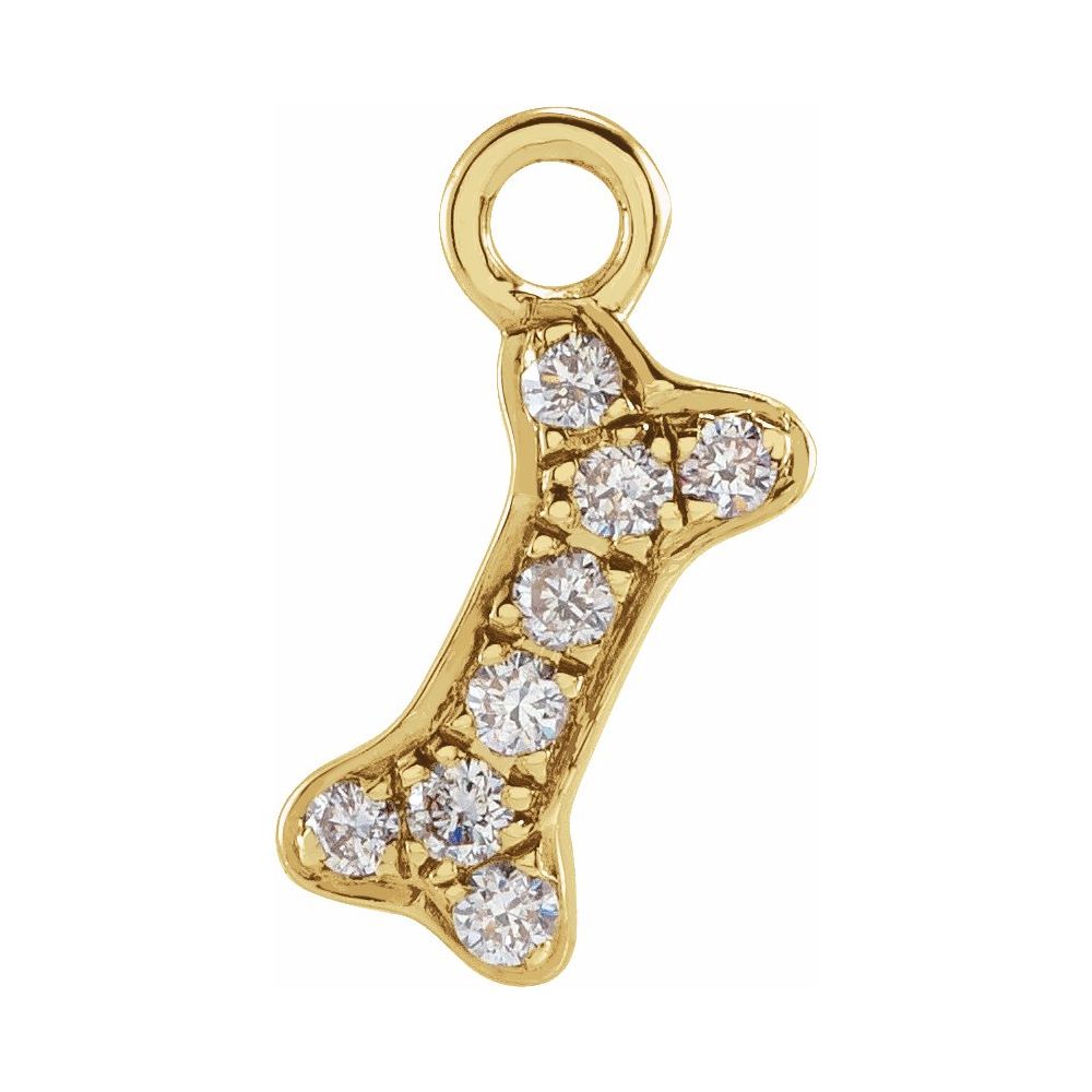 14k Gold Natural Diamond Dog Bone Dangle