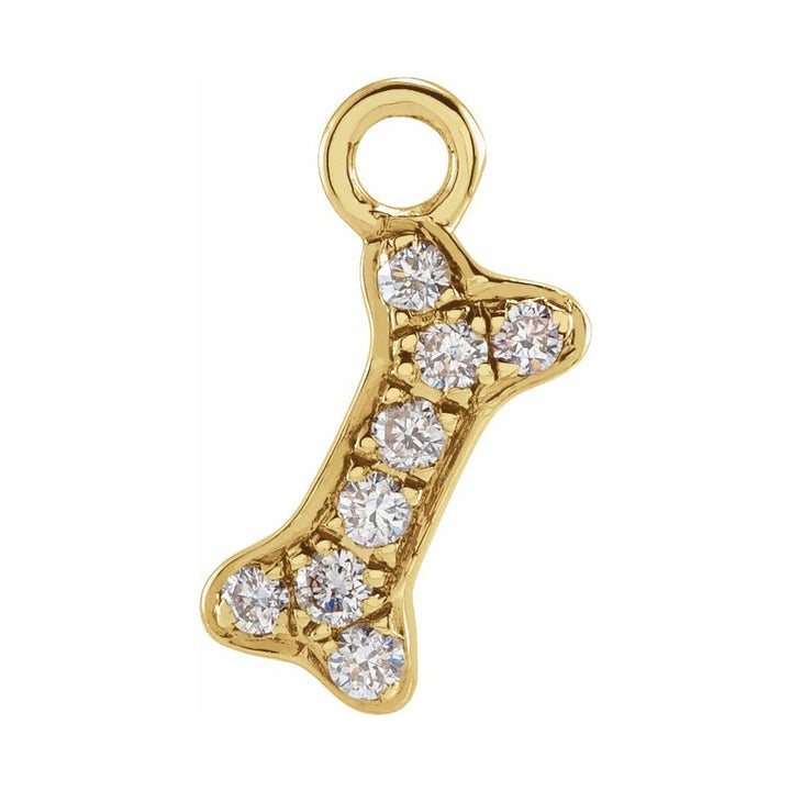 14k Gold Natural Diamond Dog Bone Dangle