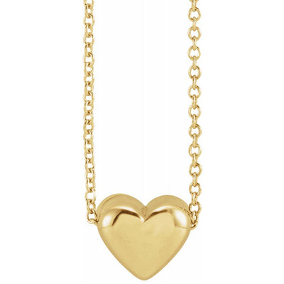 14k Gold Puffy Heart Necklace