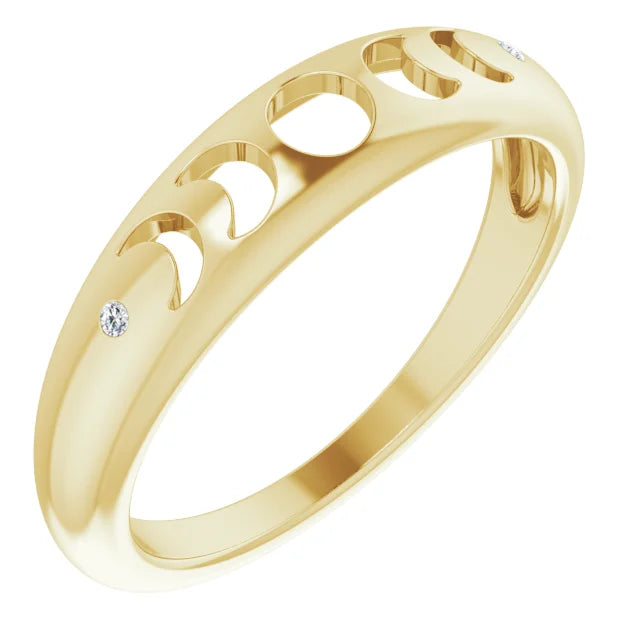 14k Gold Moon Phase Ring