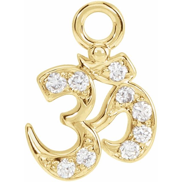 14k Gold Natural Diamond Om Dangle