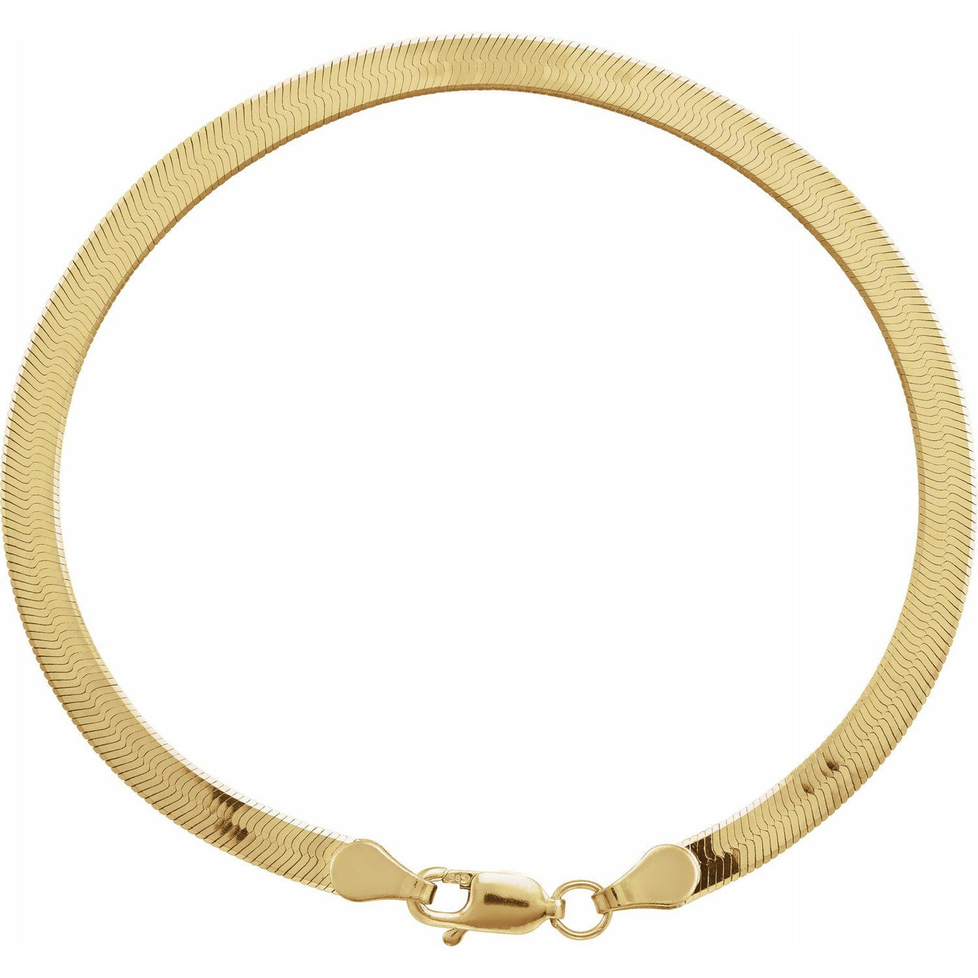 14k Gold 3.8 mm Solid Flexible Herringbone Chain Bracelet 7"