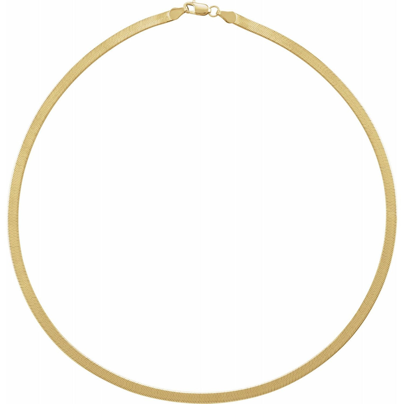 14k Gold 3.8 mm Solid Flexible Herringbone Chain Necklace