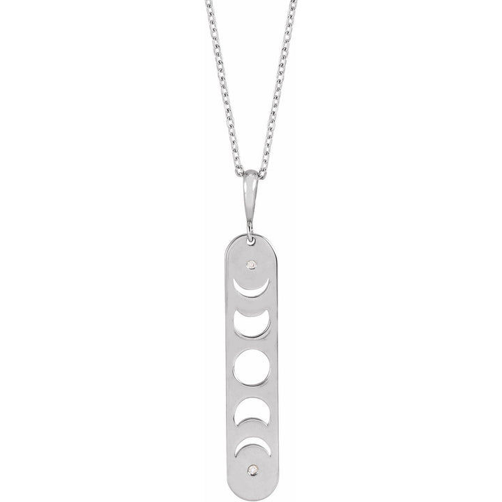 Sterling Silver Natural Diamond Moon Phase Bar Pendant