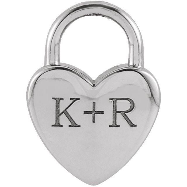 Sterling Silver Engravable Heart Lock Pendant