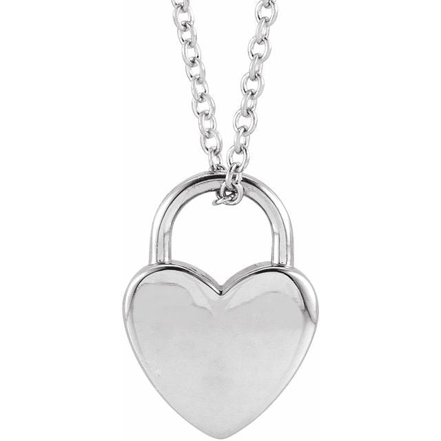 Sterling Silver Engravable Heart Lock Pendant