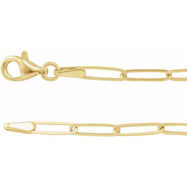 14k Gold 2.6mm Paperclip Chain 7" Bracelet