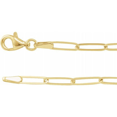 14k Gold 2.6mm Paperclip Chain Necklace
