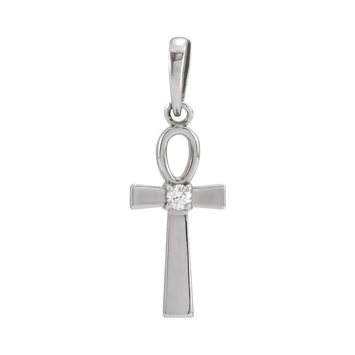 14K Gold Natural Diamond Ankh Cross