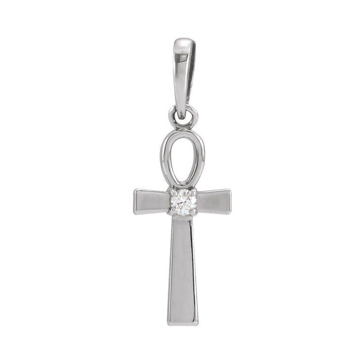 Sterling Silver Natural Diamond Ankh Cross