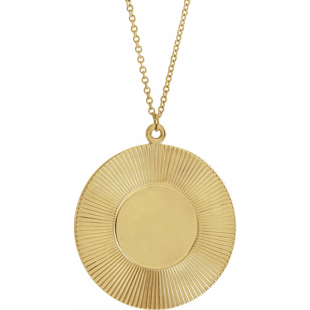 14K Gold Sunburst Disc Pendant Necklace