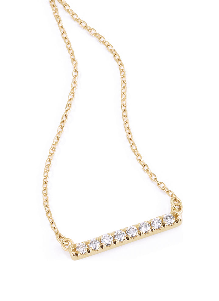 14k Gold Diamond French-Set Bar Necklace