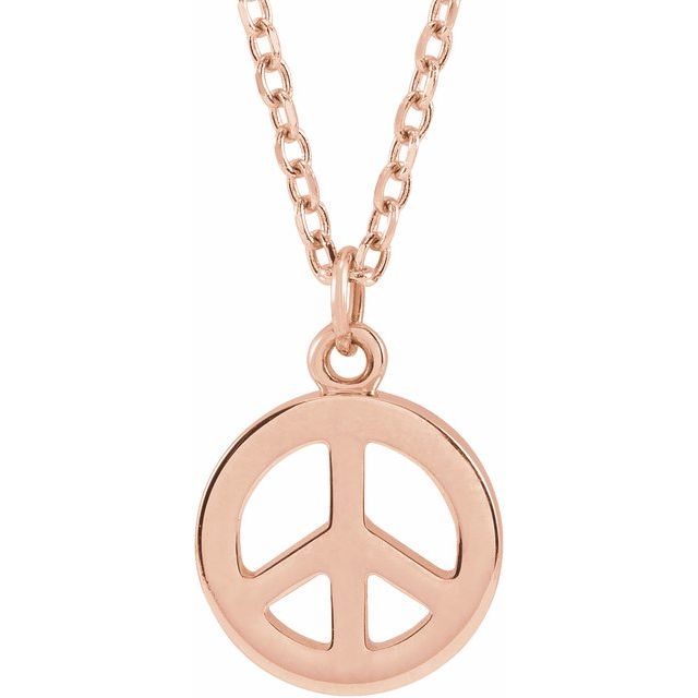 14K Gold Peace Symbol Necklace