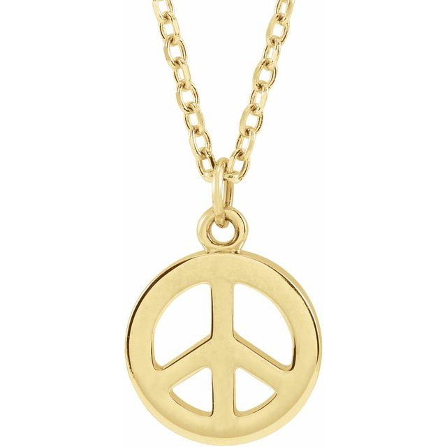 14K Gold Peace Symbol Necklace