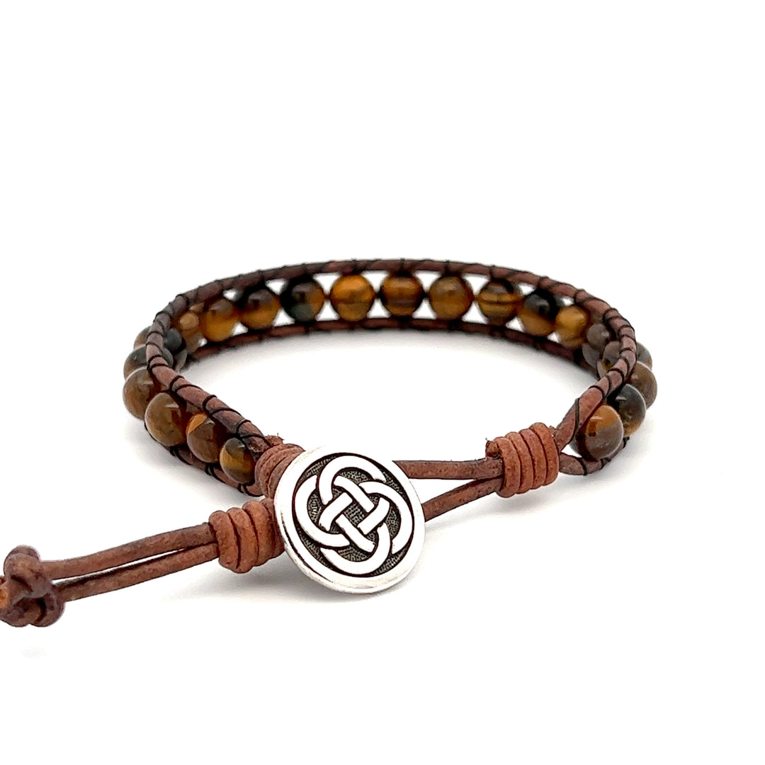 Tiger's Eye Leather Wrap Bracelet