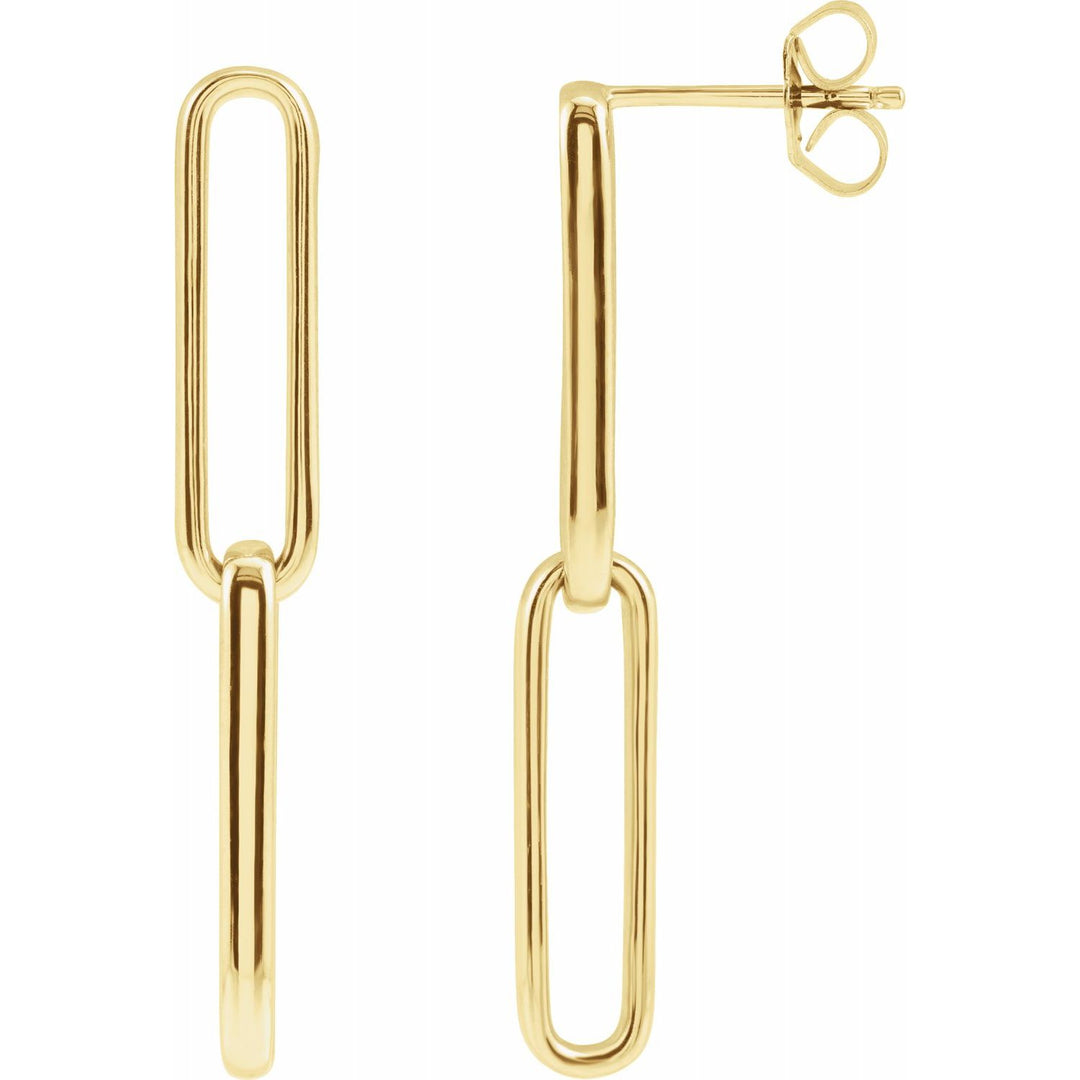 14k Gold Paperclip Flat Link Earrings