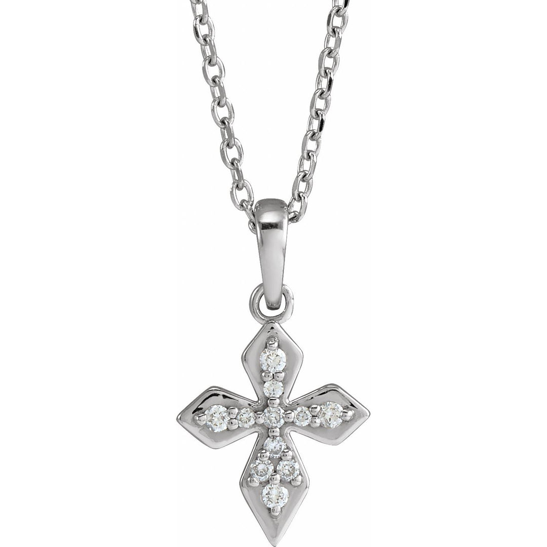 Sterling Silver Diamond Petite Cross Pendant