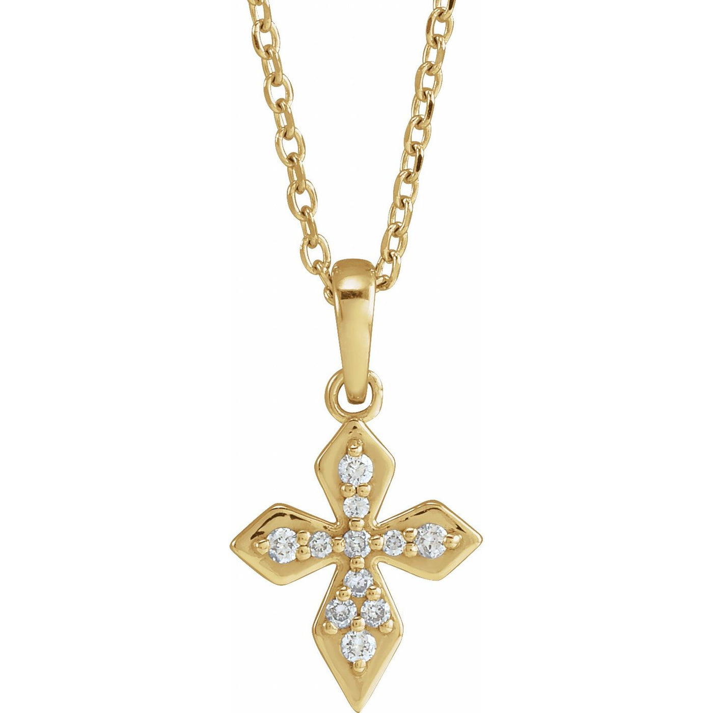14k Gold Diamond Petite Cross Pendant