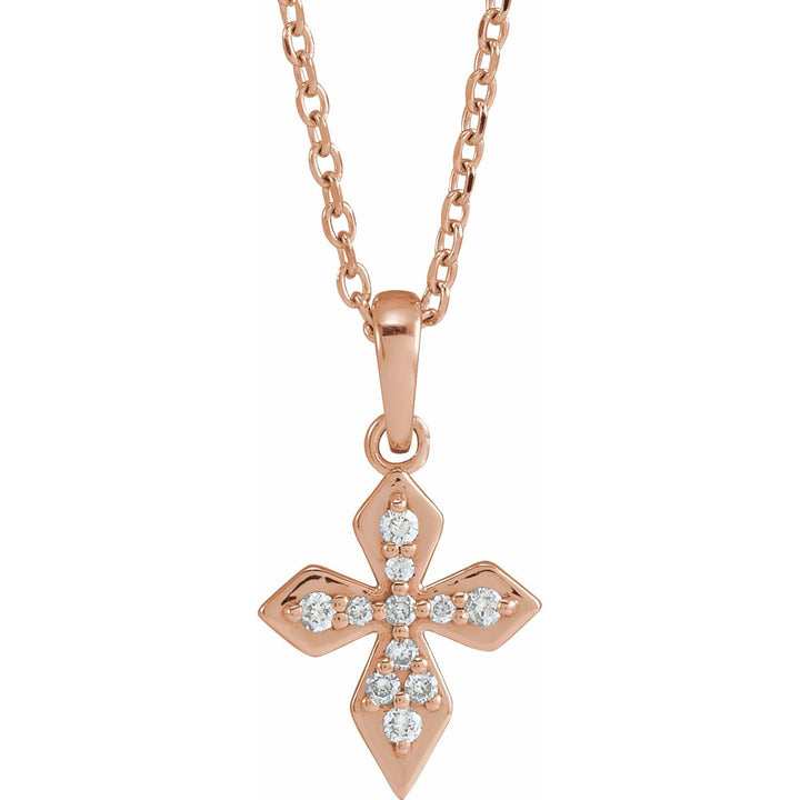 14k Gold Diamond Petite Cross Pendant