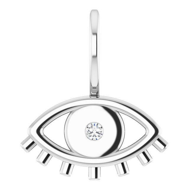 Sterling Silver Natural Diamond Evil Eye Pendant