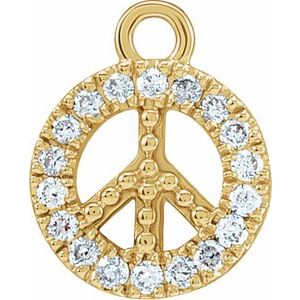 14k Gold Diamond Peace Dangle