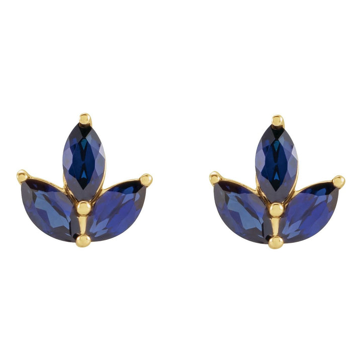 14K Gold Natural Gemstone Cluster Earrings