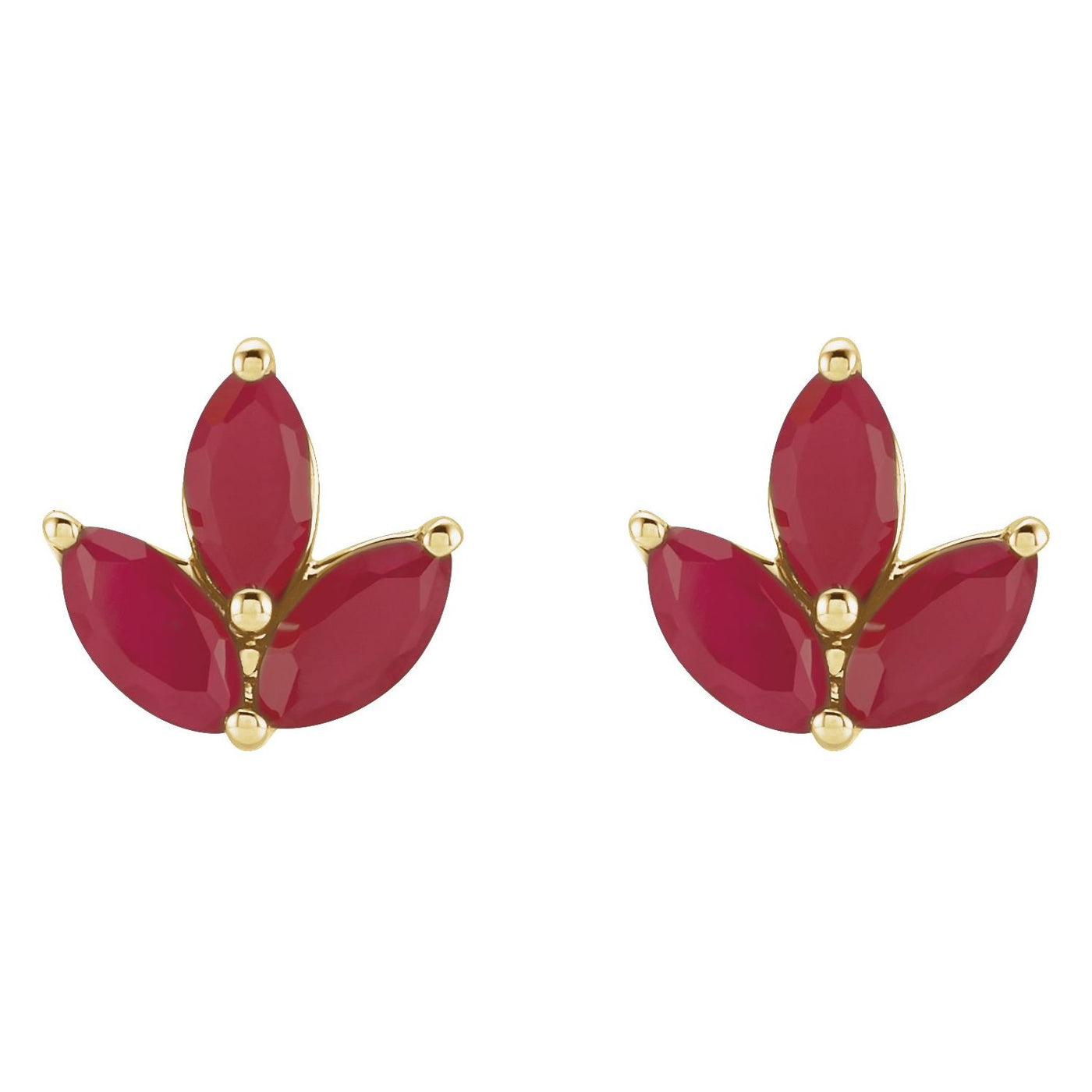 14K Gold Natural Gemstone Cluster Earrings