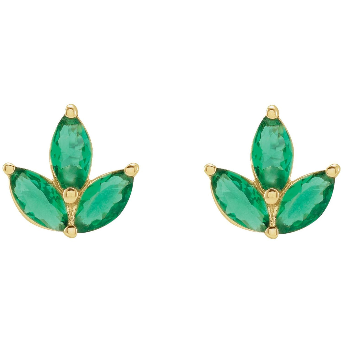14K Gold Natural Gemstone Cluster Earrings