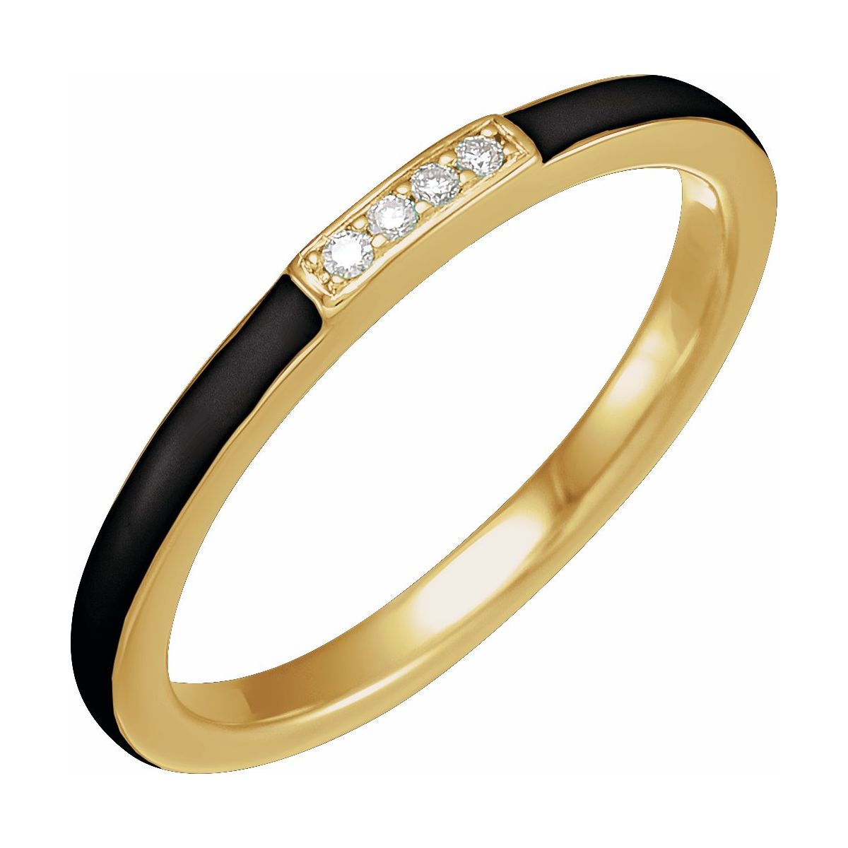 14k Gold .03 CTW Natural Diamond & Enamel Stackable Ring